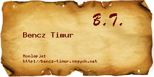 Bencz Timur névjegykártya